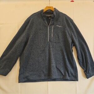 Eddie Bauer Mens Quarter Zip Jacket Embroidered Blue 2XB